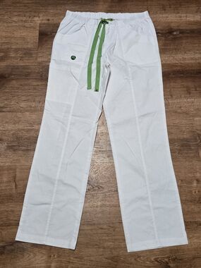 CROCS Womens White Scrub Pants with Lime Logo Tag Size Small